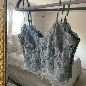 Zara Lace Bralette Crop- Dusty Blue